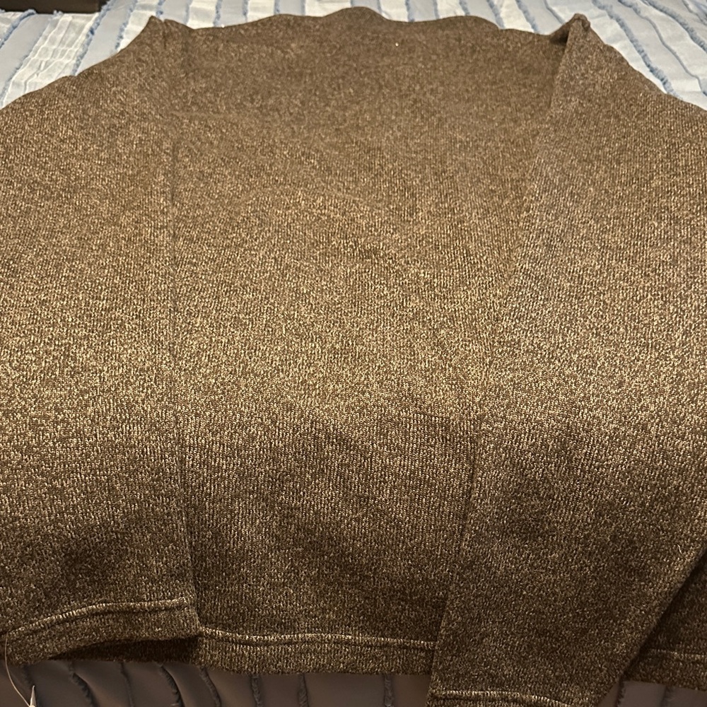 Izod Men's Zip Mock Neck Sweater in Brown Heather - Picture 6 of 6